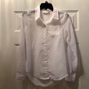 4/$10 SO white sheer polka dot top size XS